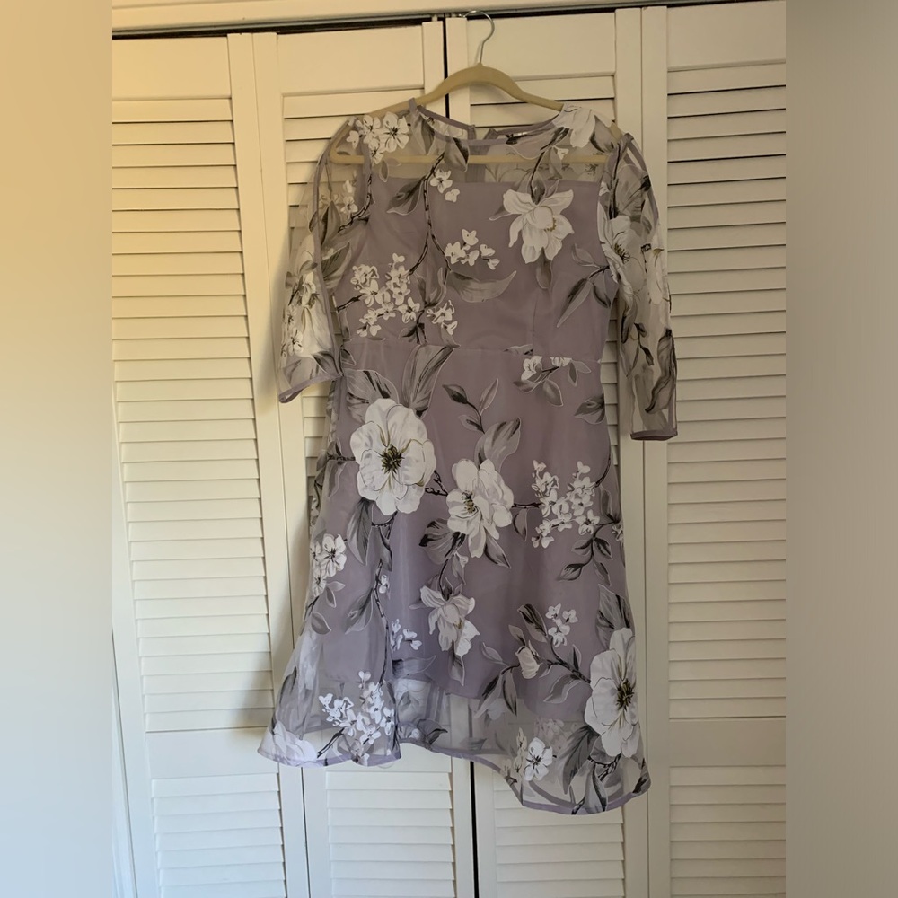 Grey Floral Midi Dress